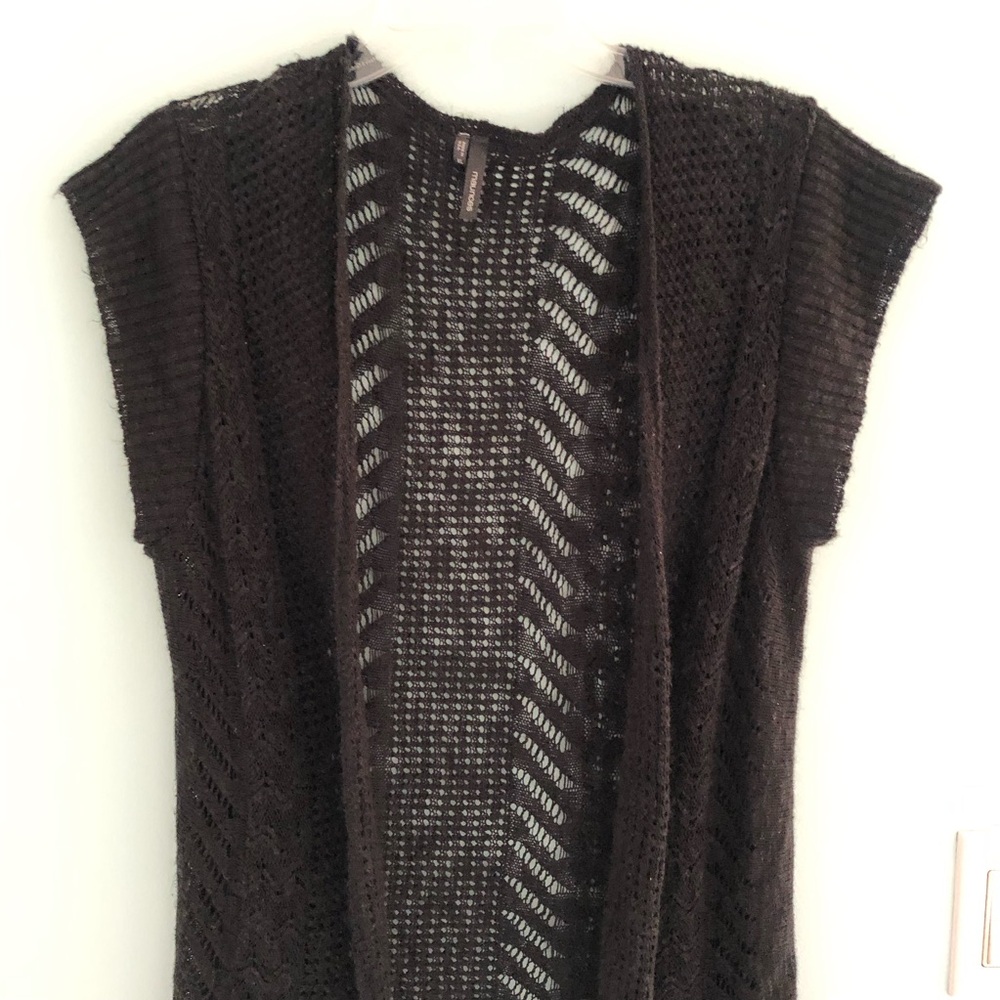 Lightweight Cardigan Womens Black Open Sweater Large XL Maurices Vintage Acrylic